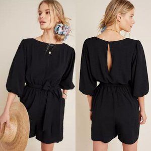Anthropologie Francesca Balloon Sleeve Black Romper
